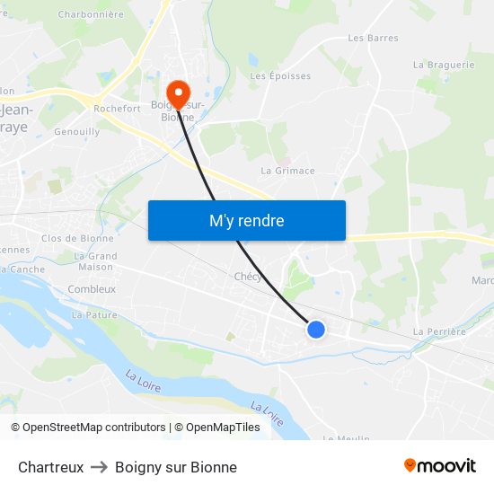 Chartreux to Boigny sur Bionne map