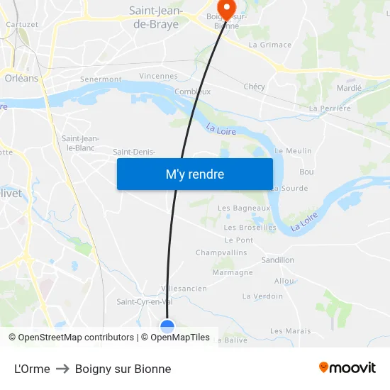 L'Orme to Boigny sur Bionne map