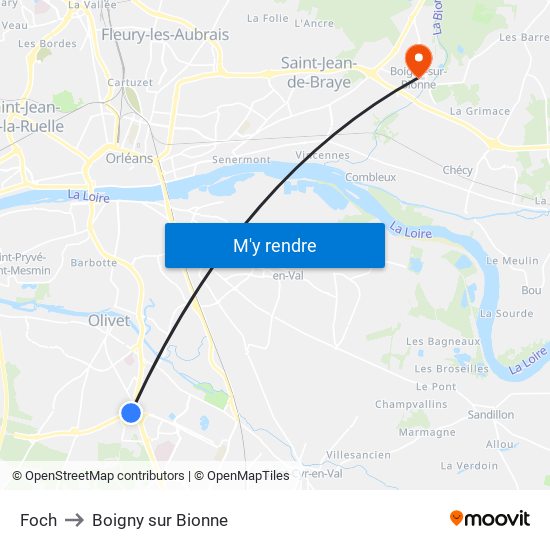 Foch to Boigny sur Bionne map