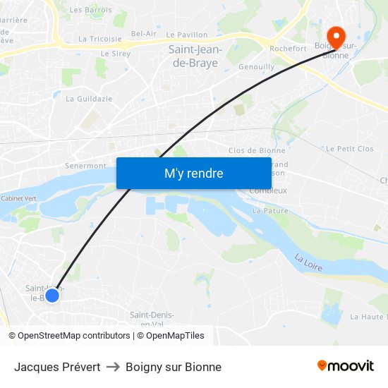 Jacques Prévert to Boigny sur Bionne map
