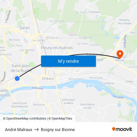 André Malraux to Boigny sur Bionne map