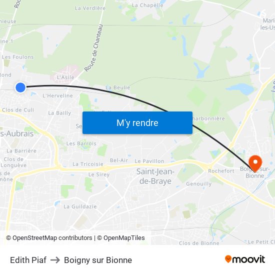 Edith Piaf to Boigny sur Bionne map