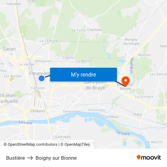 Bustière to Boigny sur Bionne map