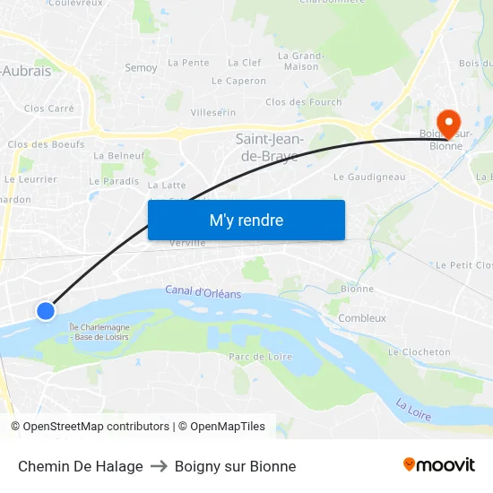 Chemin De Halage to Boigny sur Bionne map