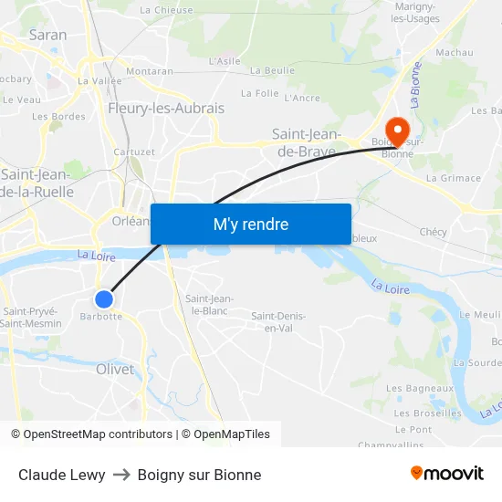 Claude Lewy to Boigny sur Bionne map