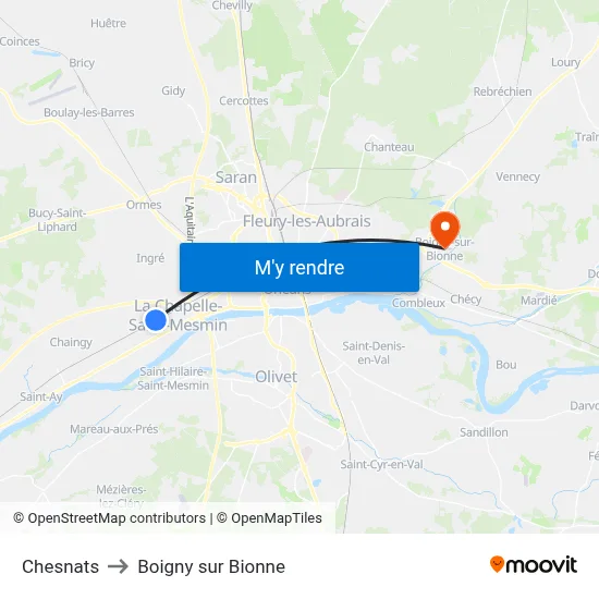 Chesnats to Boigny sur Bionne map