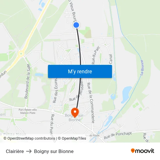 Clairière to Boigny sur Bionne map