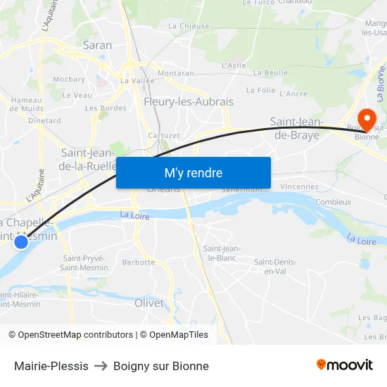 Mairie-Plessis to Boigny sur Bionne map