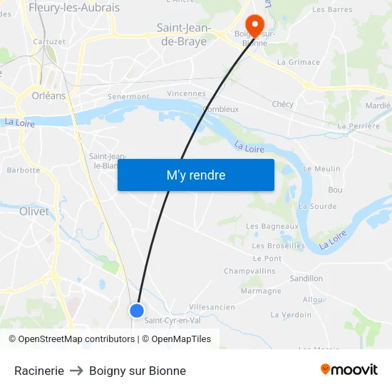 Racinerie to Boigny sur Bionne map
