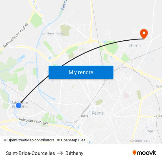 Saint-Brice-Courcelles to Bétheny map