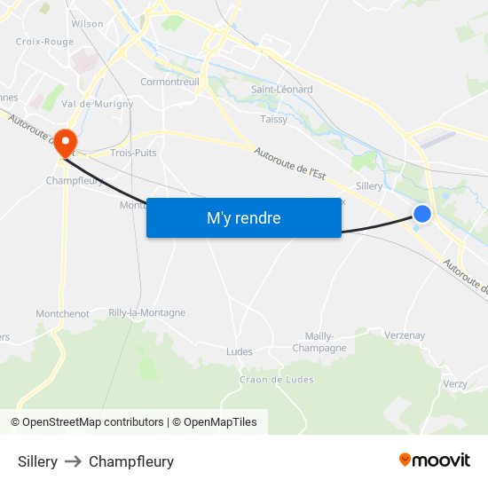 Sillery to Champfleury map