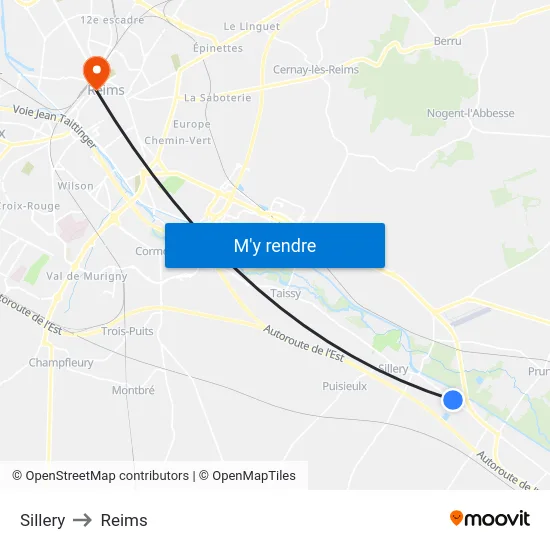 Sillery to Reims map