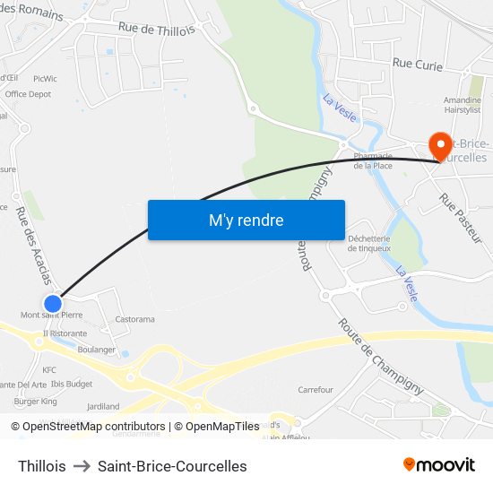 Thillois to Saint-Brice-Courcelles map