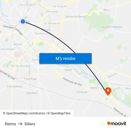 Reims to Sillery map
