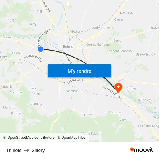 Thillois to Sillery map