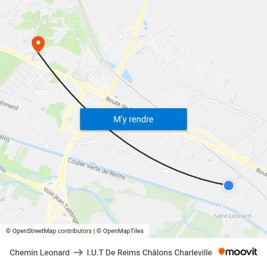 Chemin Leonard to I.U.T De Reims Châlons Charleville map