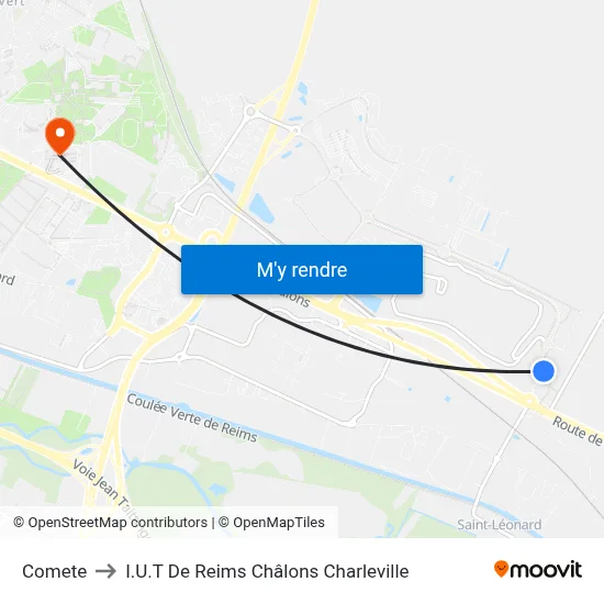 Comete to I.U.T De Reims Châlons Charleville map