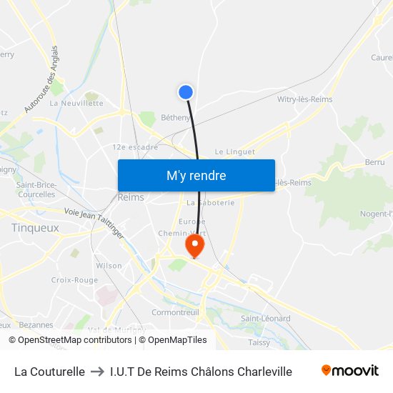 La Couturelle to I.U.T De Reims Châlons Charleville map