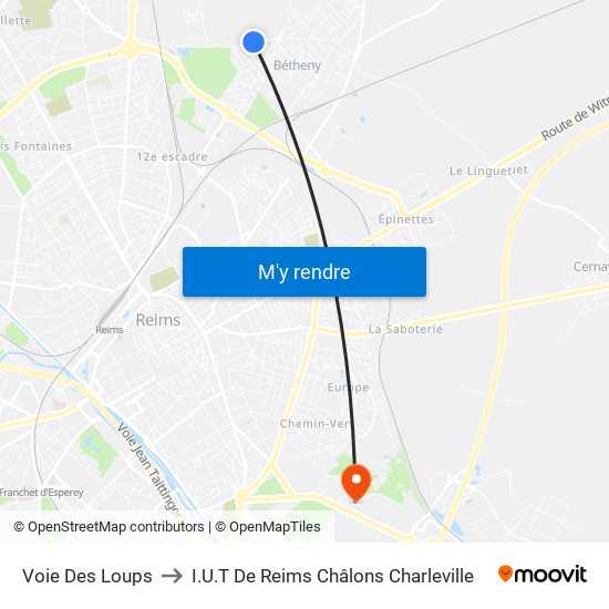 Voie Des Loups to I.U.T De Reims Châlons Charleville map
