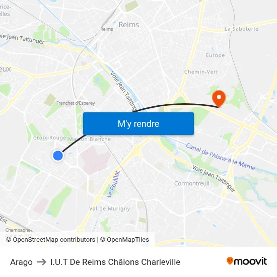 Arago to I.U.T De Reims Châlons Charleville map