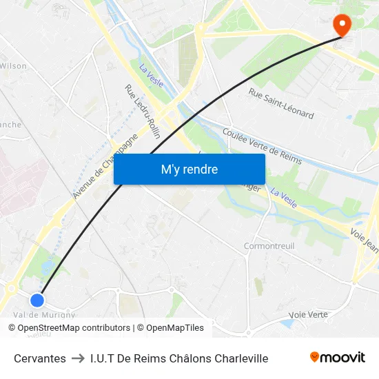Cervantes to I.U.T De Reims Châlons Charleville map