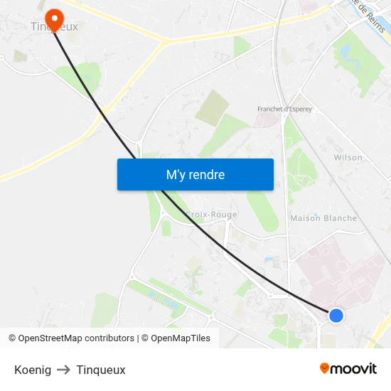 Koenig to Tinqueux map