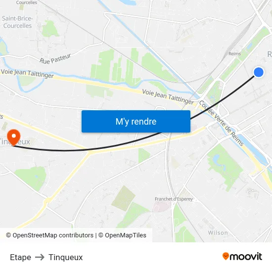 Etape to Tinqueux map