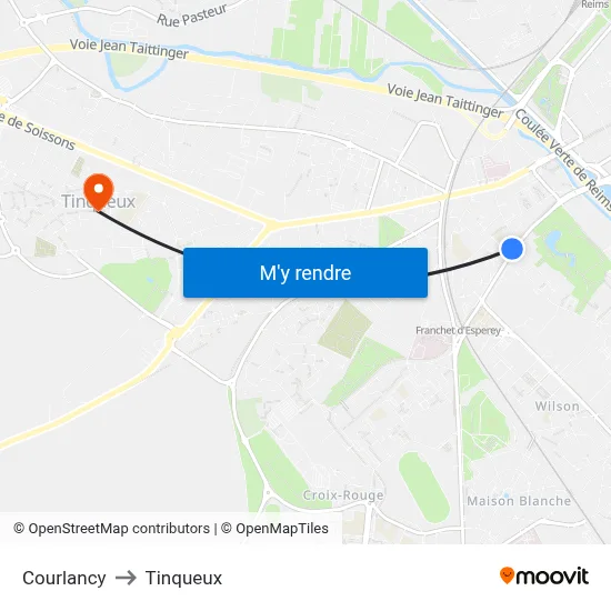 Courlancy to Tinqueux map