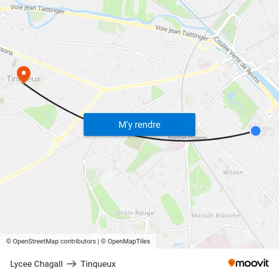 Lycee Chagall to Tinqueux map