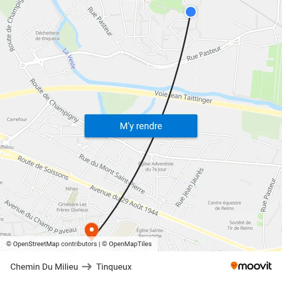 Chemin Du Milieu to Tinqueux map
