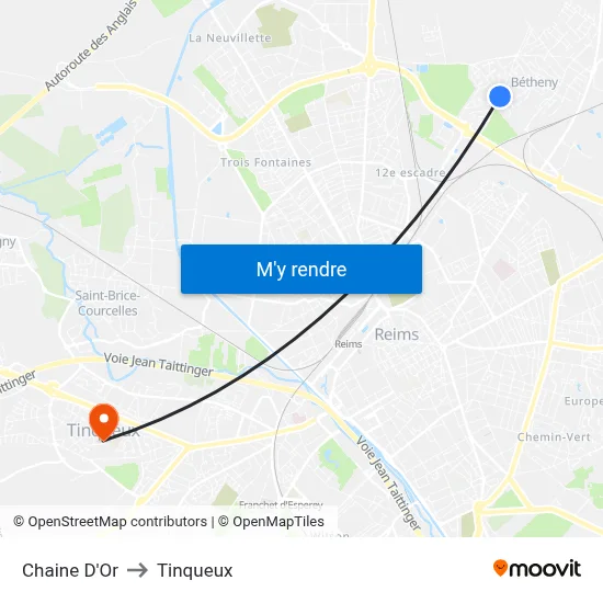 Chaine D'Or to Tinqueux map