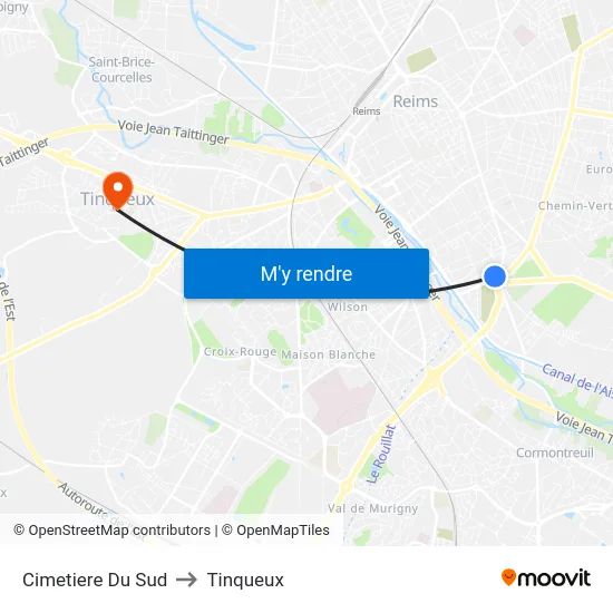 Cimetiere Du Sud to Tinqueux map
