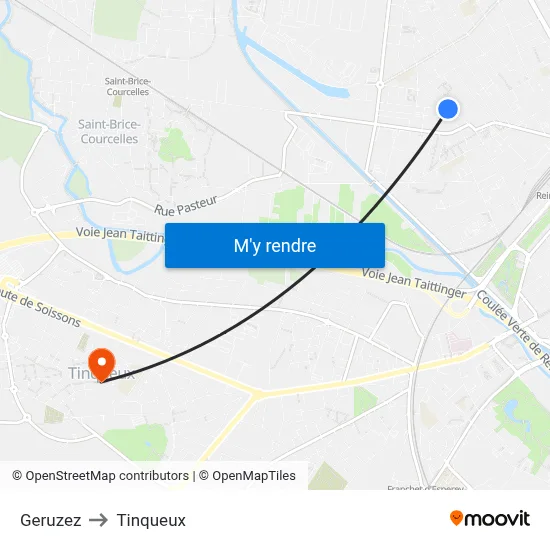 Geruzez to Tinqueux map