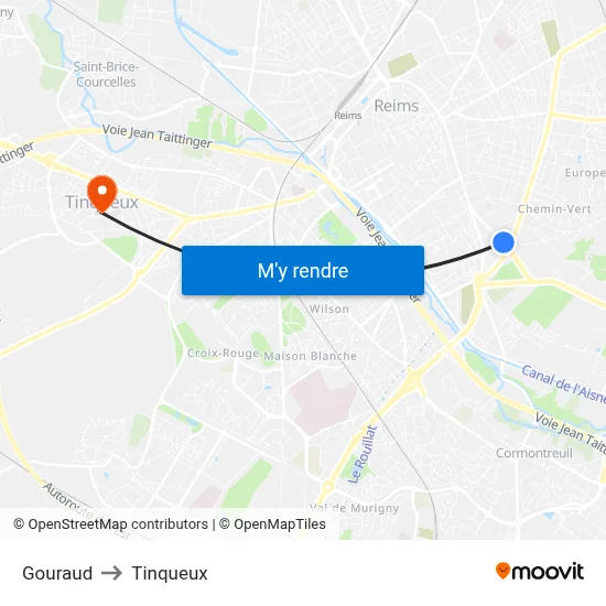 Gouraud to Tinqueux map