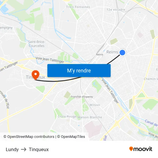 Lundy to Tinqueux map