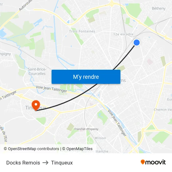 Docks Remois to Tinqueux map