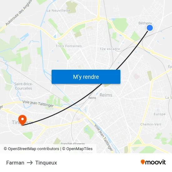 Farman to Tinqueux map