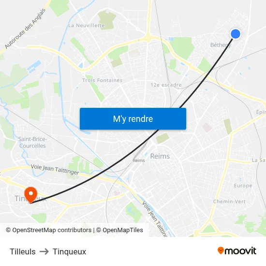 Tilleuls to Tinqueux map