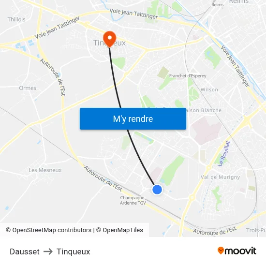 Dausset to Tinqueux map