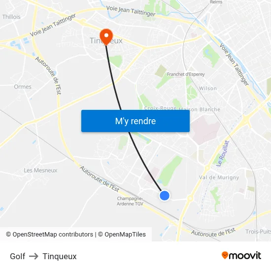 Golf to Tinqueux map