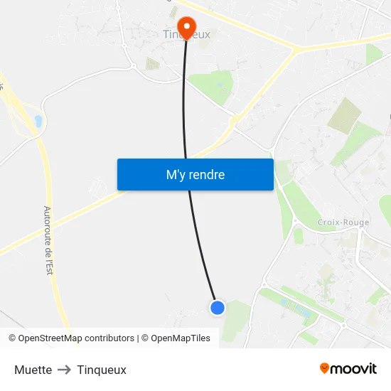 Muette to Tinqueux map