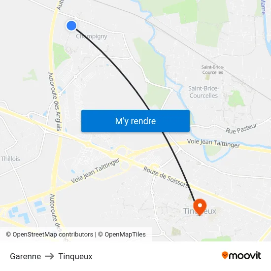 Garenne to Tinqueux map