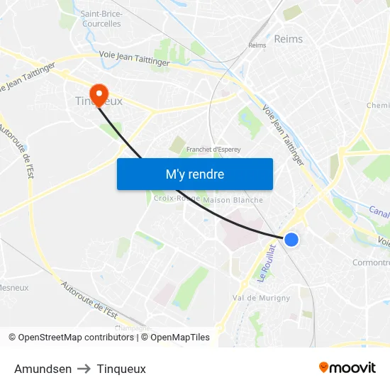 Amundsen to Tinqueux map