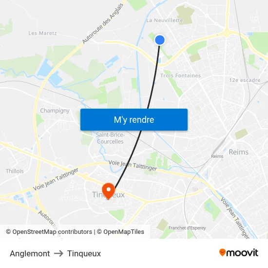 Anglemont to Tinqueux map