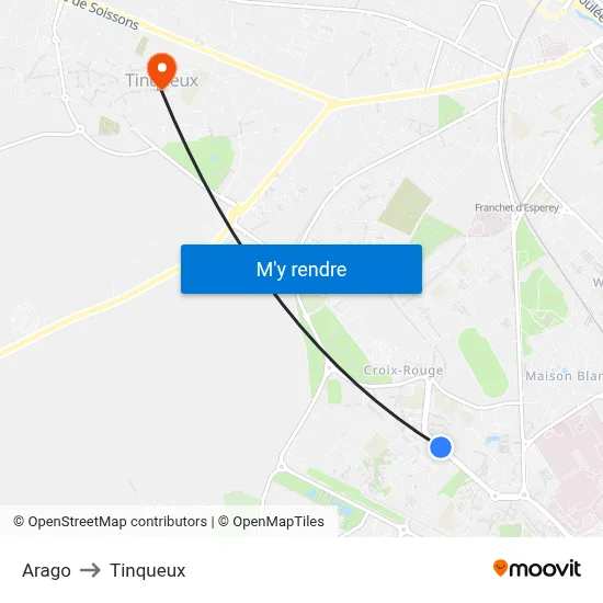 Arago to Tinqueux map