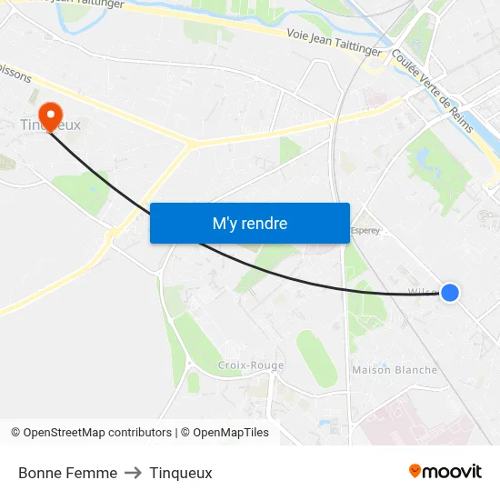 Bonne Femme to Tinqueux map