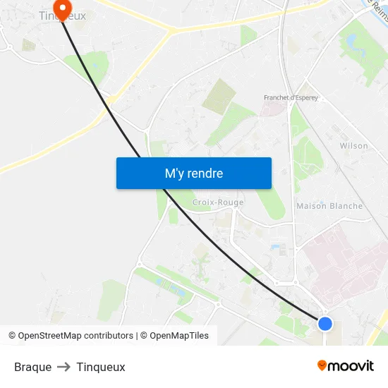 Braque to Tinqueux map