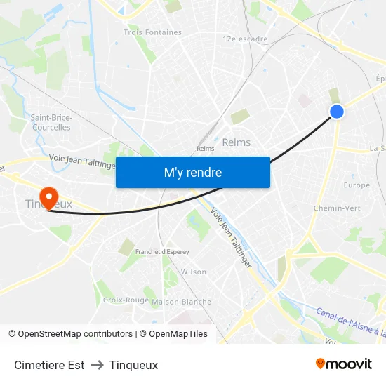 Cimetiere Est to Tinqueux map