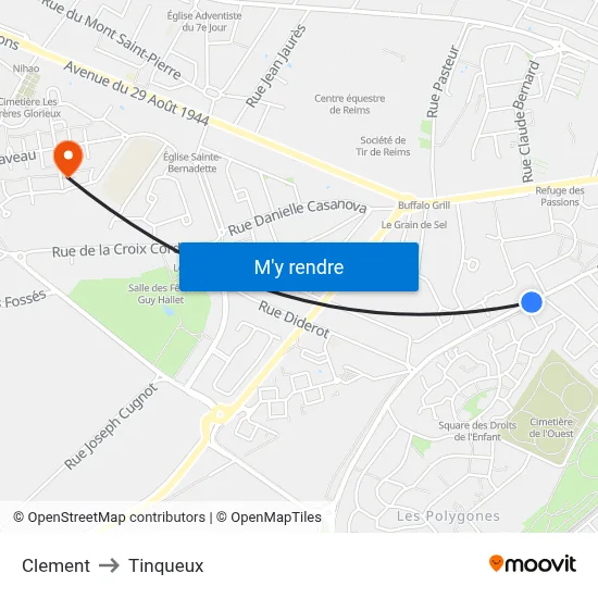 Clement to Tinqueux map