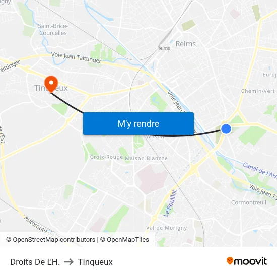 Droits De L'H. to Tinqueux map